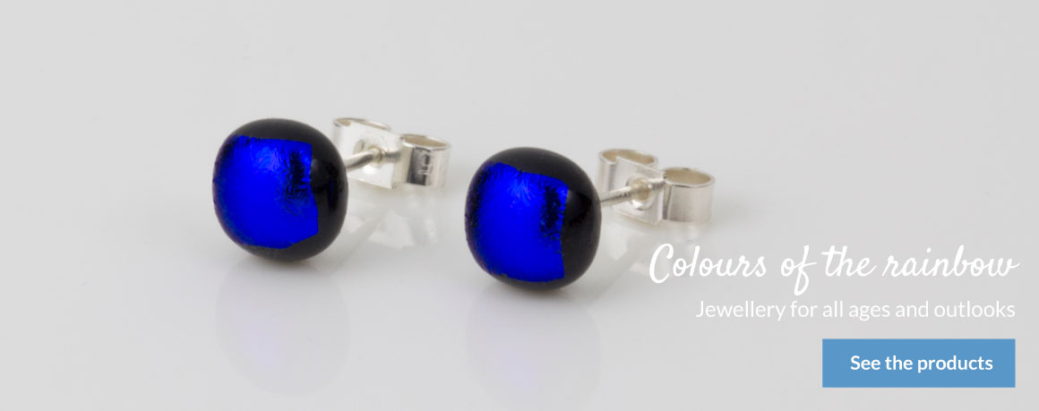 dichroic glass, blue earrings