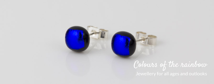 Blue Earrings, dichroic glass jewellery